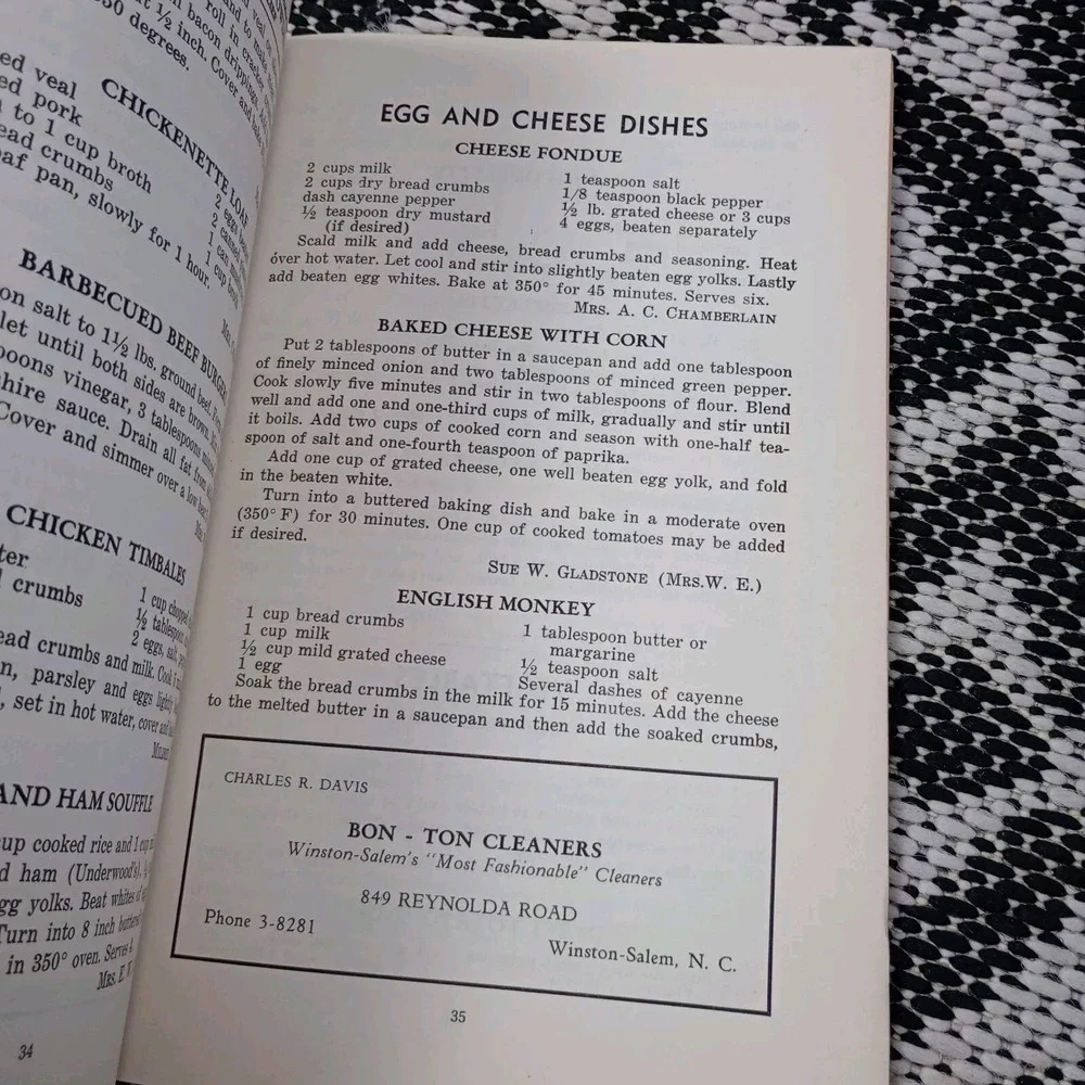 What's Cookin'?  1948  1st ED. Winston-Salem Woman's  Club Cookbook